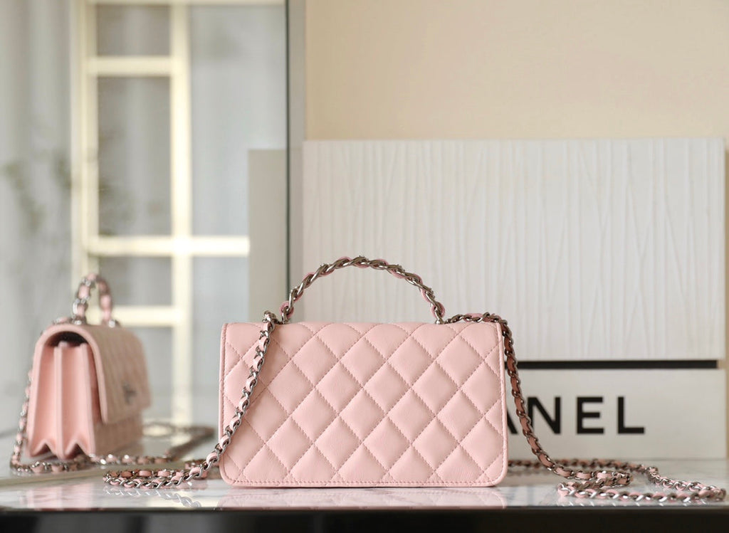 CHANEL WOC 18.5 PINK LAMBSKIN SILVER HARDWARE