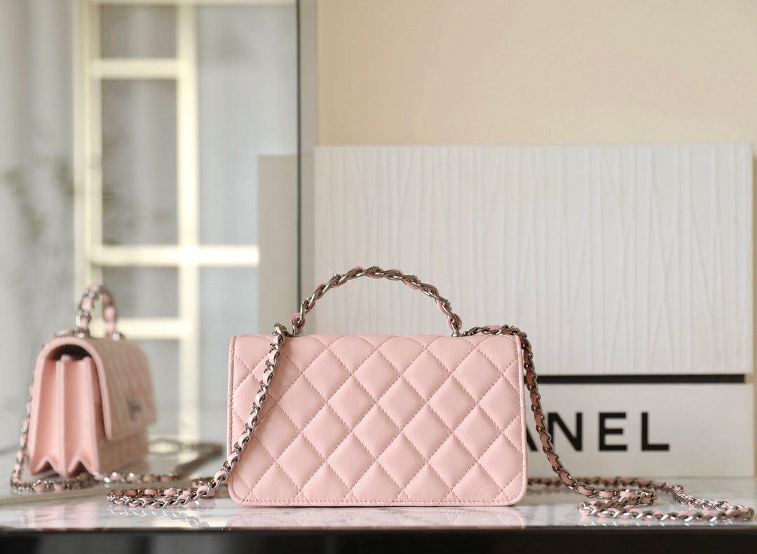 CHANEL WOC 18.5 PINK LAMBSKIN SILVER HARDWARE