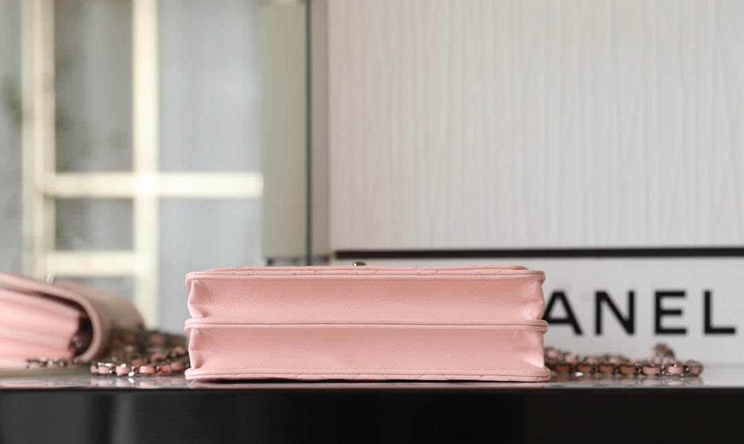 CHANEL WOC 18.5 PINK LAMBSKIN SILVER HARDWARE
