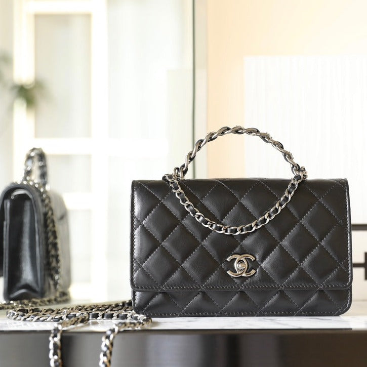 CHANEL WOC 19 BLACK LAMBSKIN SILVER HARDWARE