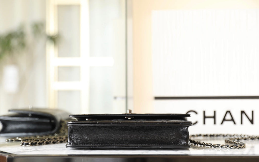 CHANEL WOC 19 BLACK LAMBSKIN SILVER HARDWARE