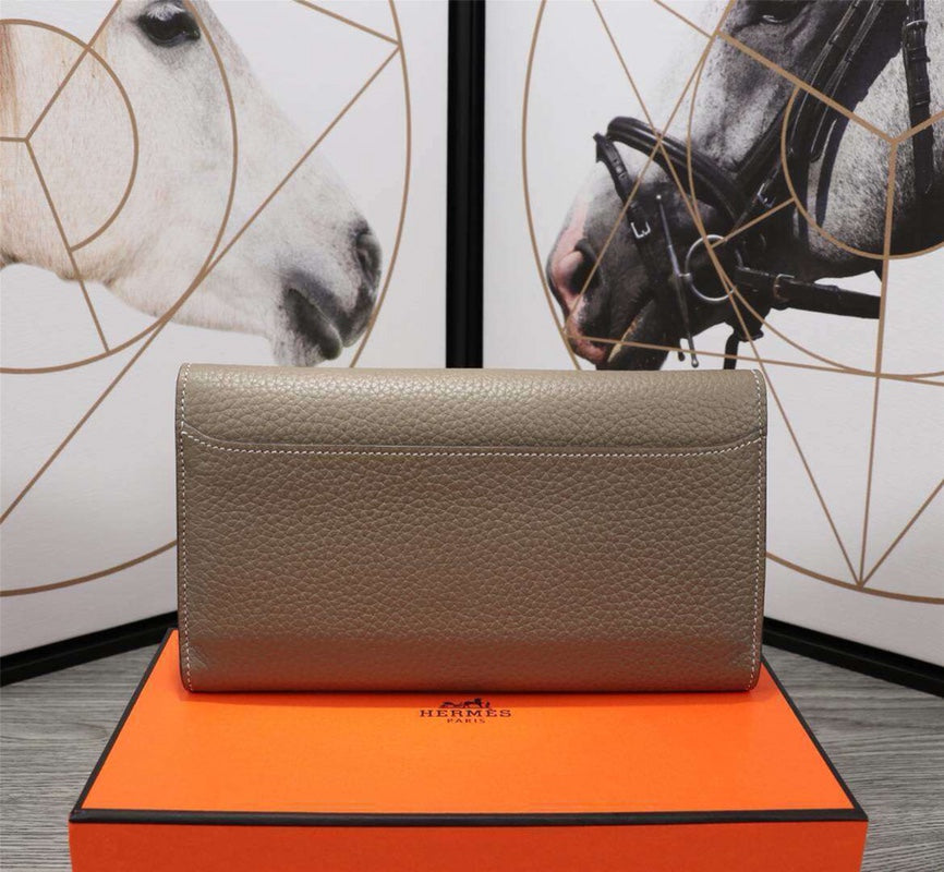 HERMES CLUTCH CONSTANCE 20.5 KHAKI CALFSKIN SILVER HARDWARE