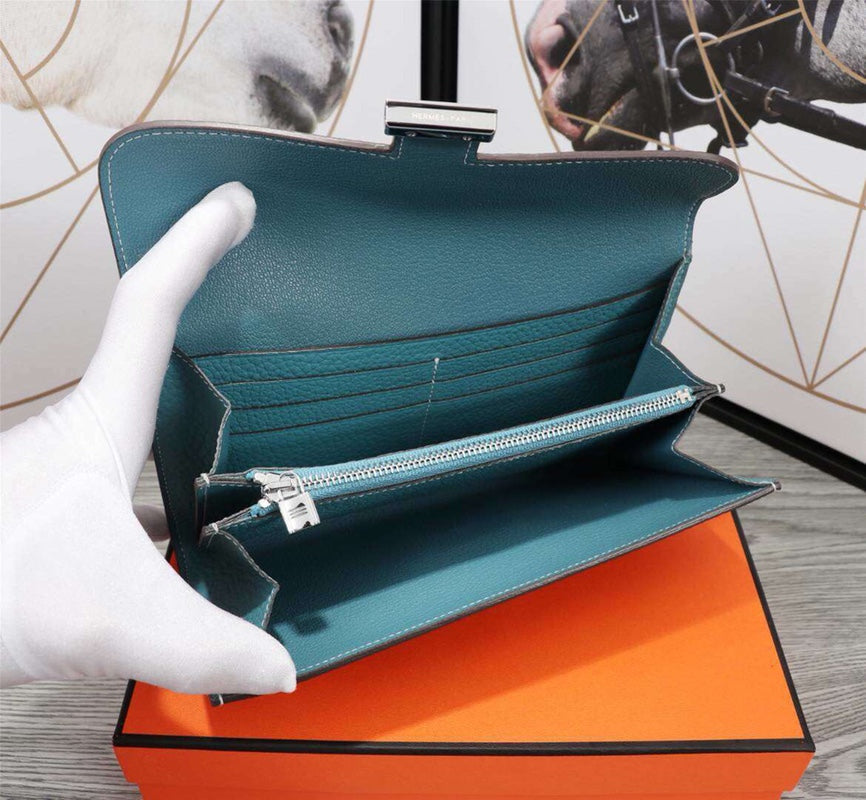 HERMES CLUTCH CONSTANCE 20.5 SAPPHIRE CALFSKIN SILVER HARDWARE