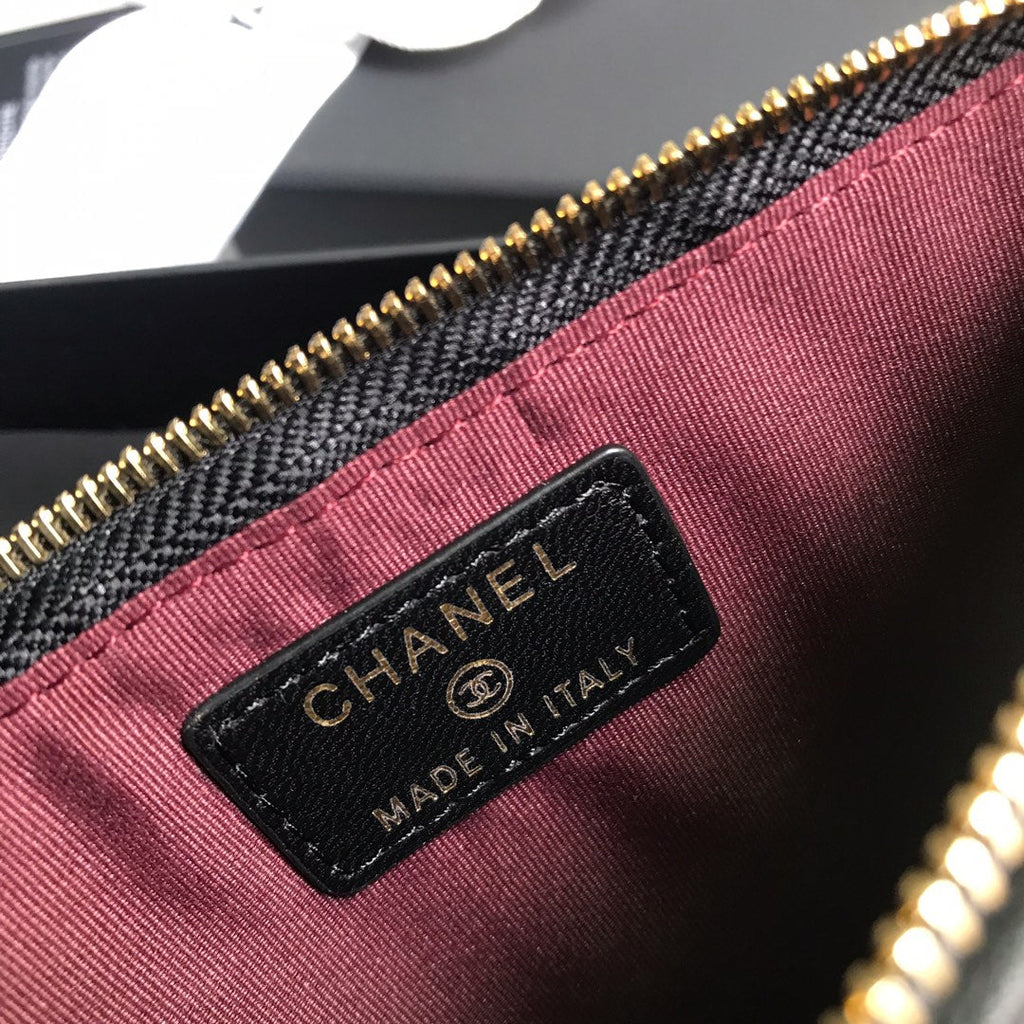 CHANEL MOBILE PURSE 19.5 BLACK GRAINED CALFSKIN GOLD ICON