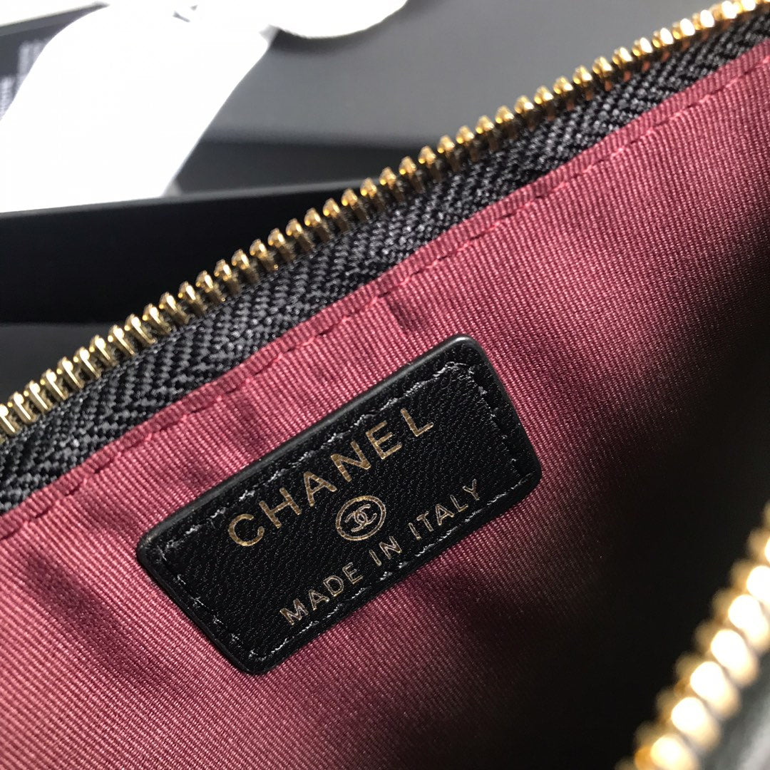 CHANEL MOBILE PURSE 19.5 BLACK GRAINED CALFSKIN GOLD ICON