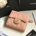CHANEL FLAP CARD HOLDER 11.5 PALE PINK GRAINED CALFSKIN GOLD ICON