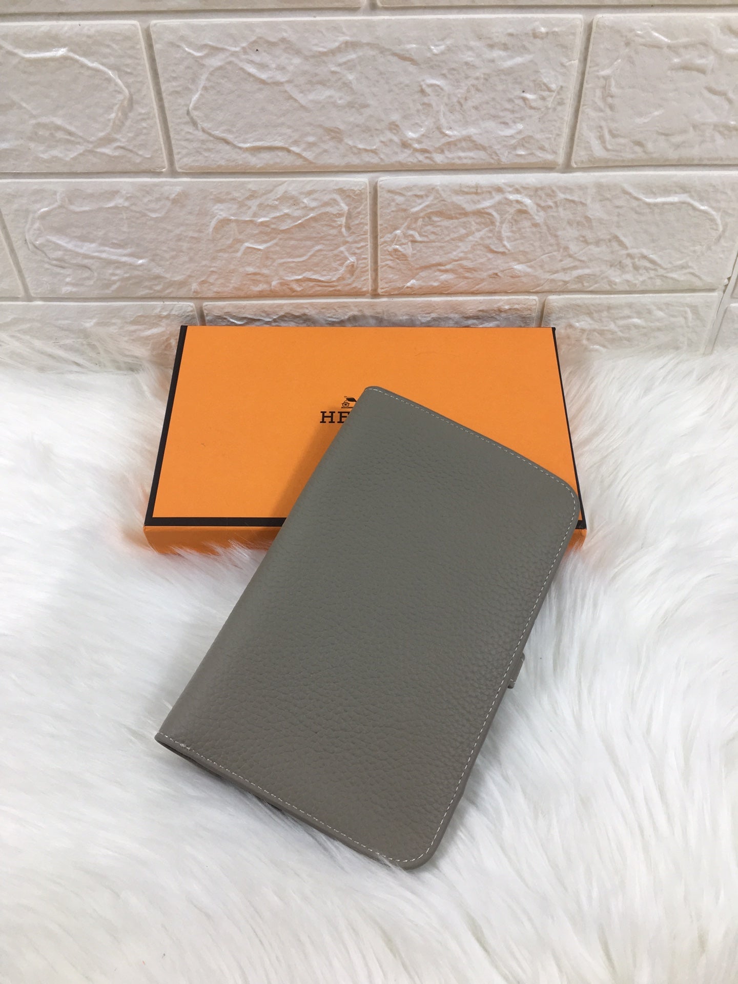 HERMES DOGON WALLET 20 GRAY GRAINED CALFSKIN