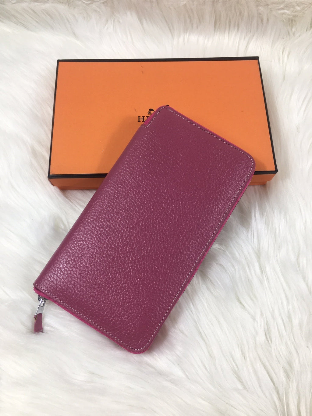 HERMES SILK'IN CLASSIC WALLET 20 BURGUNDY GRAINED CALFSKIN