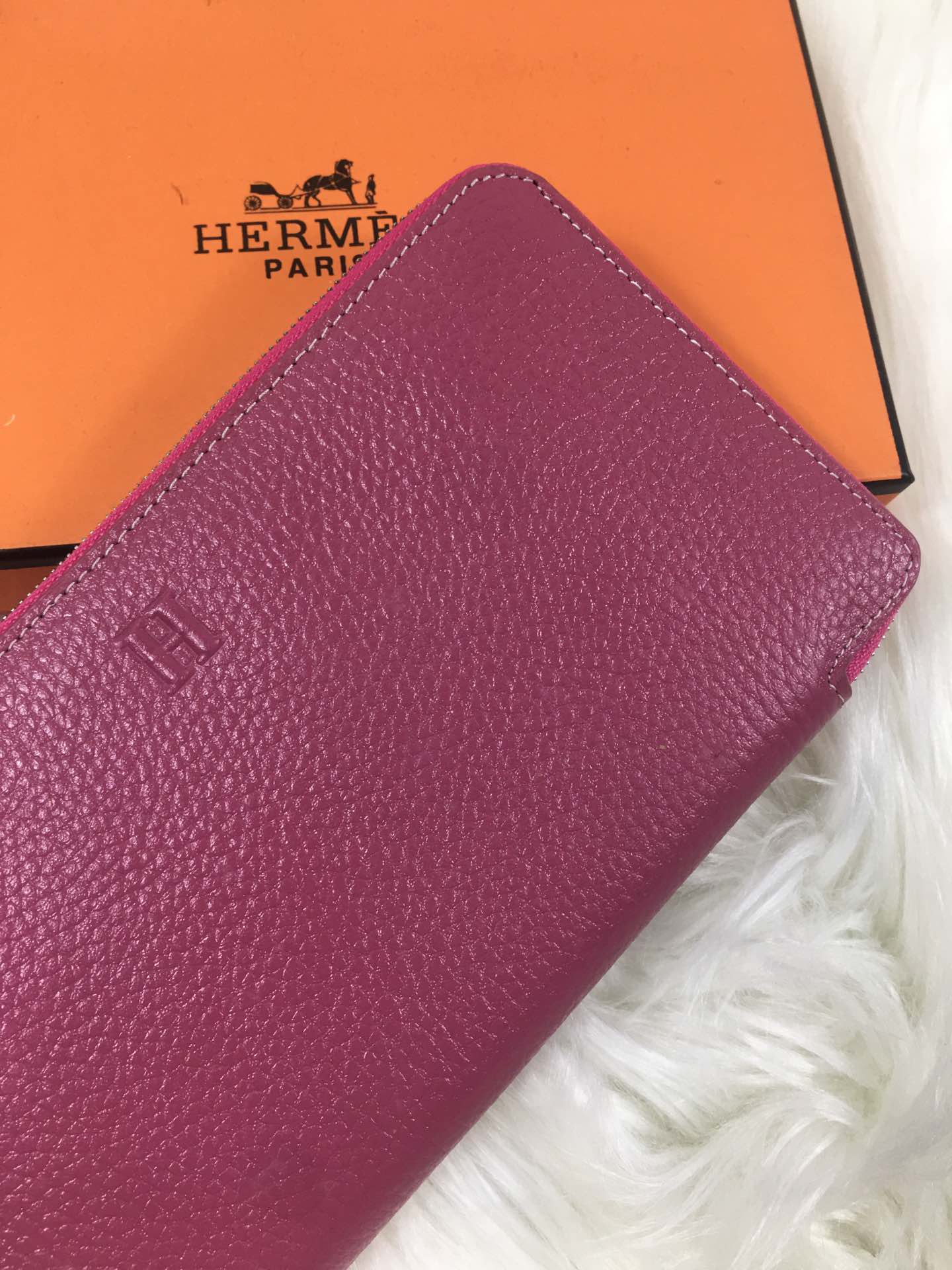 HERMES SILK'IN CLASSIC WALLET 20 BURGUNDY GRAINED CALFSKIN