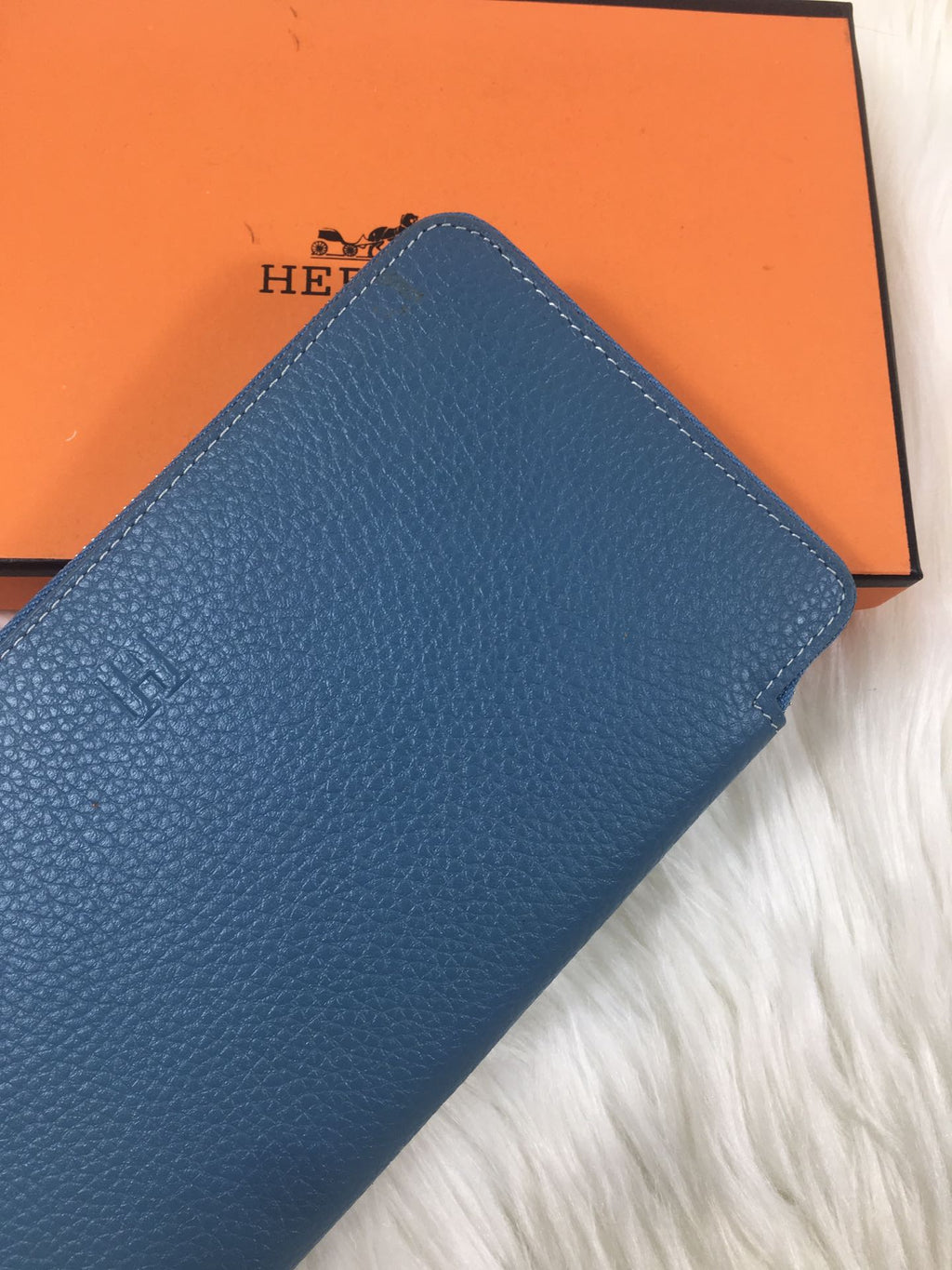 HERMES SILK'IN CLASSIC WALLET 20 CERULEAN GRAINED CALFSKIN