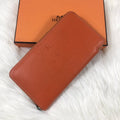 HERMES SILK'IN CLASSIC WALLET 20 ORANGE GRAINED CALFSKIN