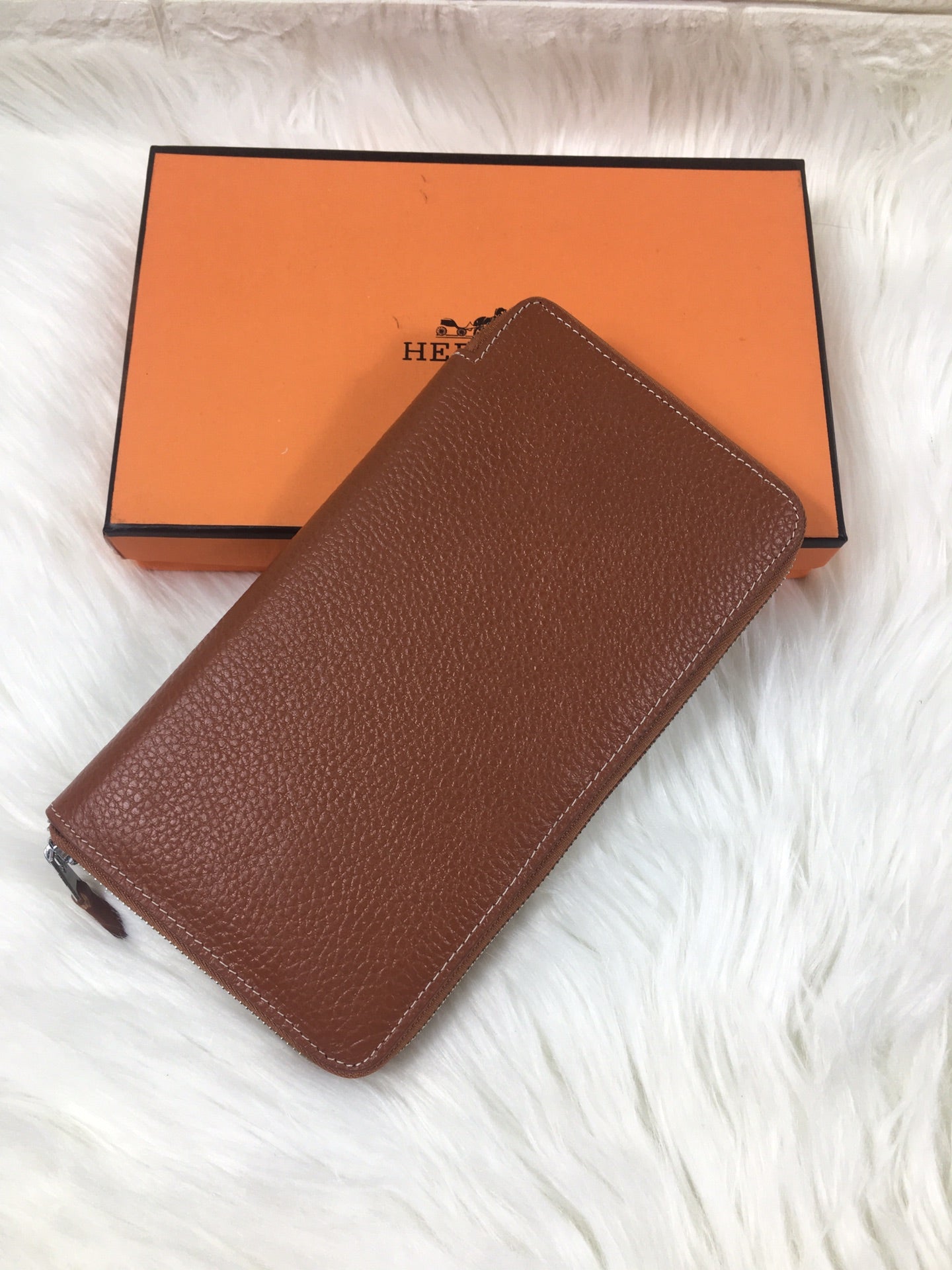 HERMES SILK'IN CLASSIC WALLET 20 RUSSET GRAINED CALFSKIN