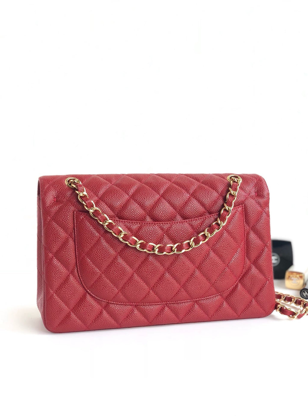 CHANEL FLAP BAG JUMBO 30CM RED CAVIAR GOLD HARDWARE