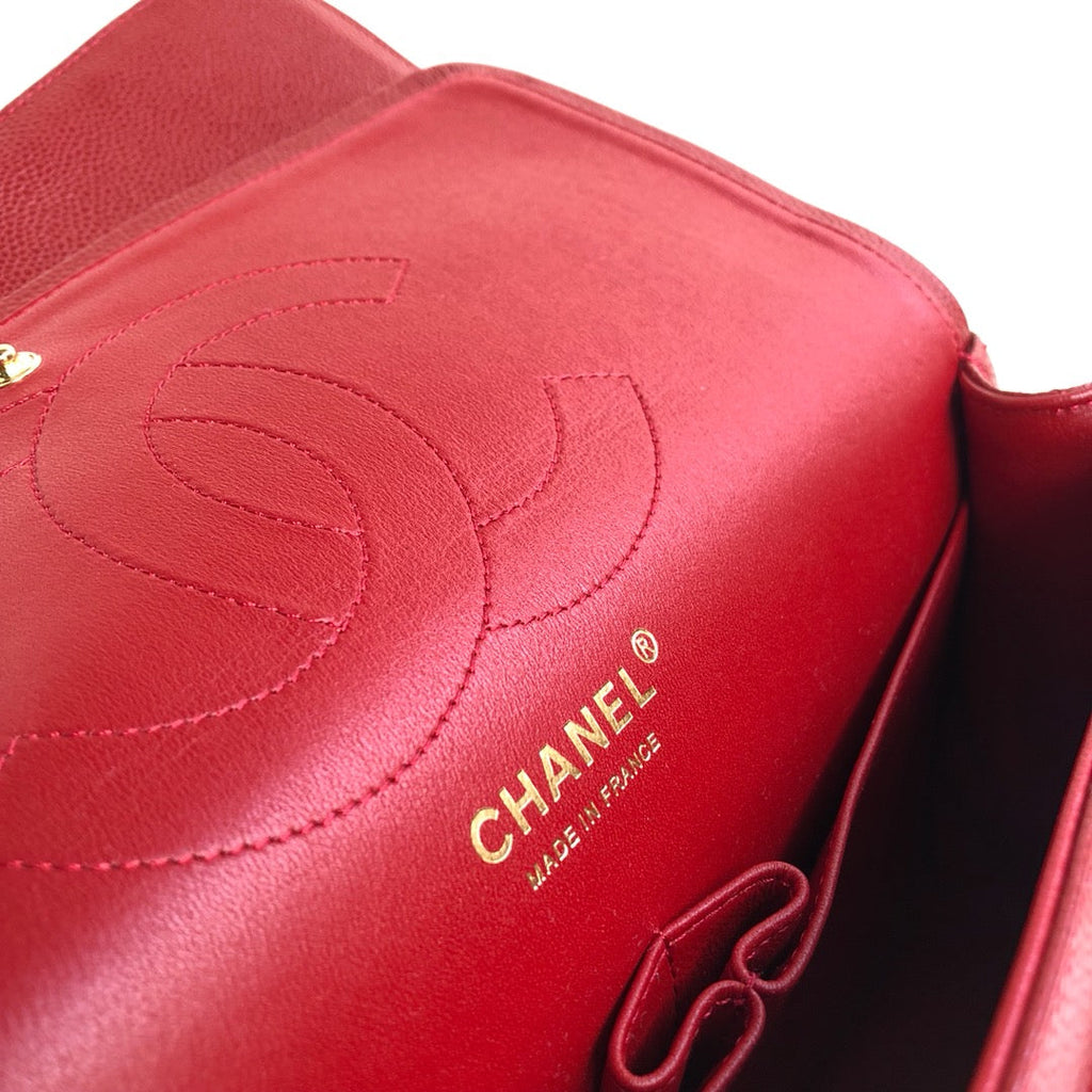 CHANEL FLAP BAG JUMBO 30CM RED CAVIAR GOLD HARDWARE