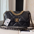 CHANEL 19 FLAP BAG 30 BLACK GOATSKIN GOLD HARDWARE