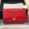CHANEL FLAP BAG MEDIUM 25CM RED CAVIAR GOLD HARDWARE