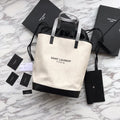 TEDDY 33 HANDBAG WHITE BLACK LINEN FABRIC