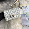 CHANEL MINI 20 BAG IN WHITE CALFSKIN GOLD HARDWARE