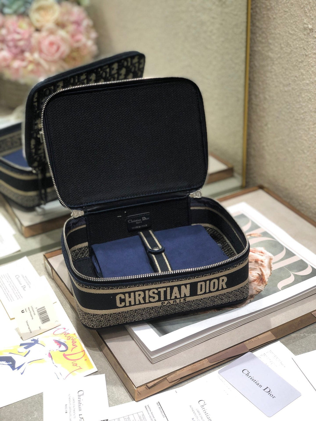 DIOR SMALL 24 VANITY CASE IN BLACK MONOGRAM OBLIQUE JACQUARD