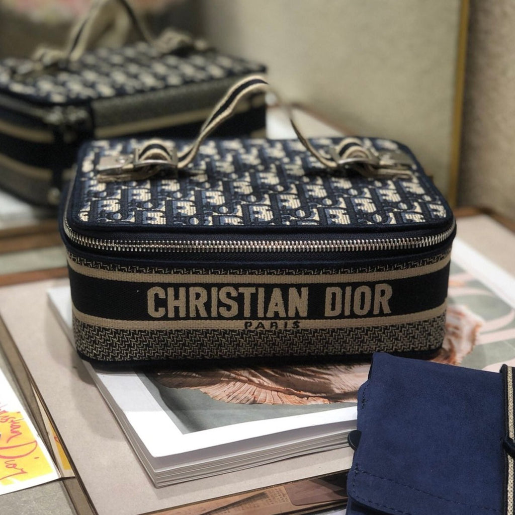 DIOR SMALL 24 VANITY CASE IN BLACK MONOGRAM OBLIQUE JACQUARD