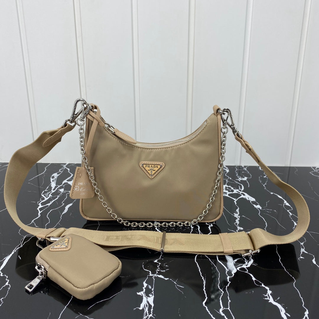 PRADA HOBO 22 BAG IN FLAX YELLOW RE-NYLON