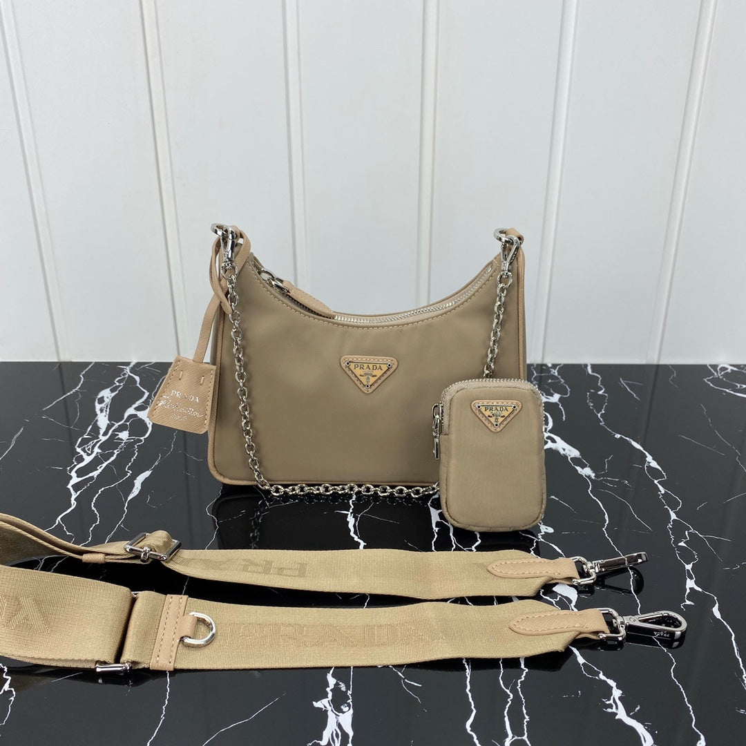 PRADA HOBO 22 BAG IN FLAX YELLOW RE-NYLON