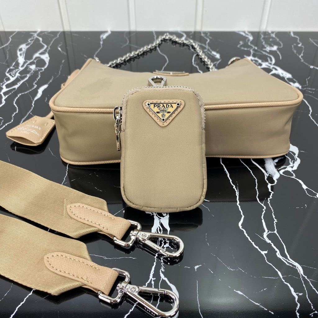 PRADA HOBO 22 BAG IN FLAX YELLOW RE-NYLON