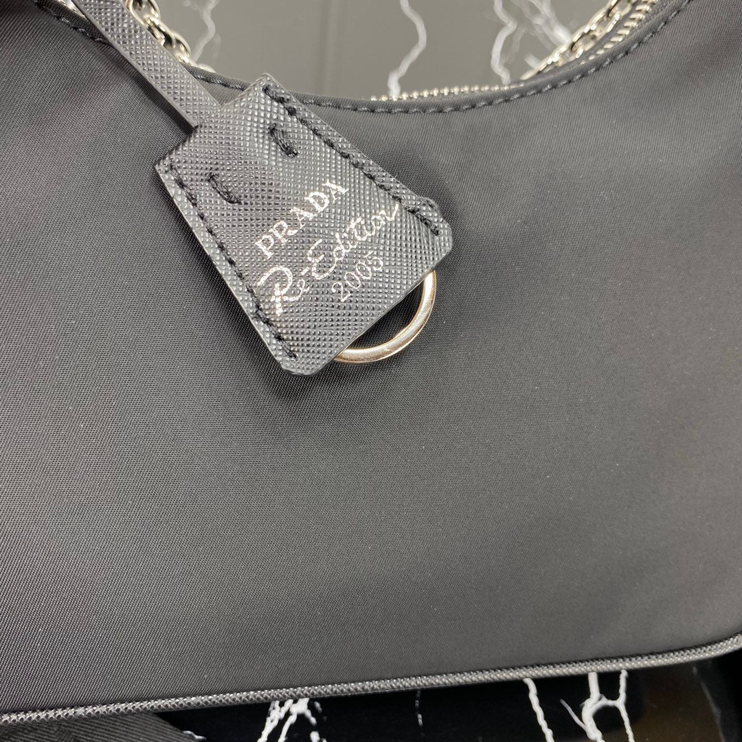 PRADA HOBO 22 BAG IN BLACK RE-NYLON
