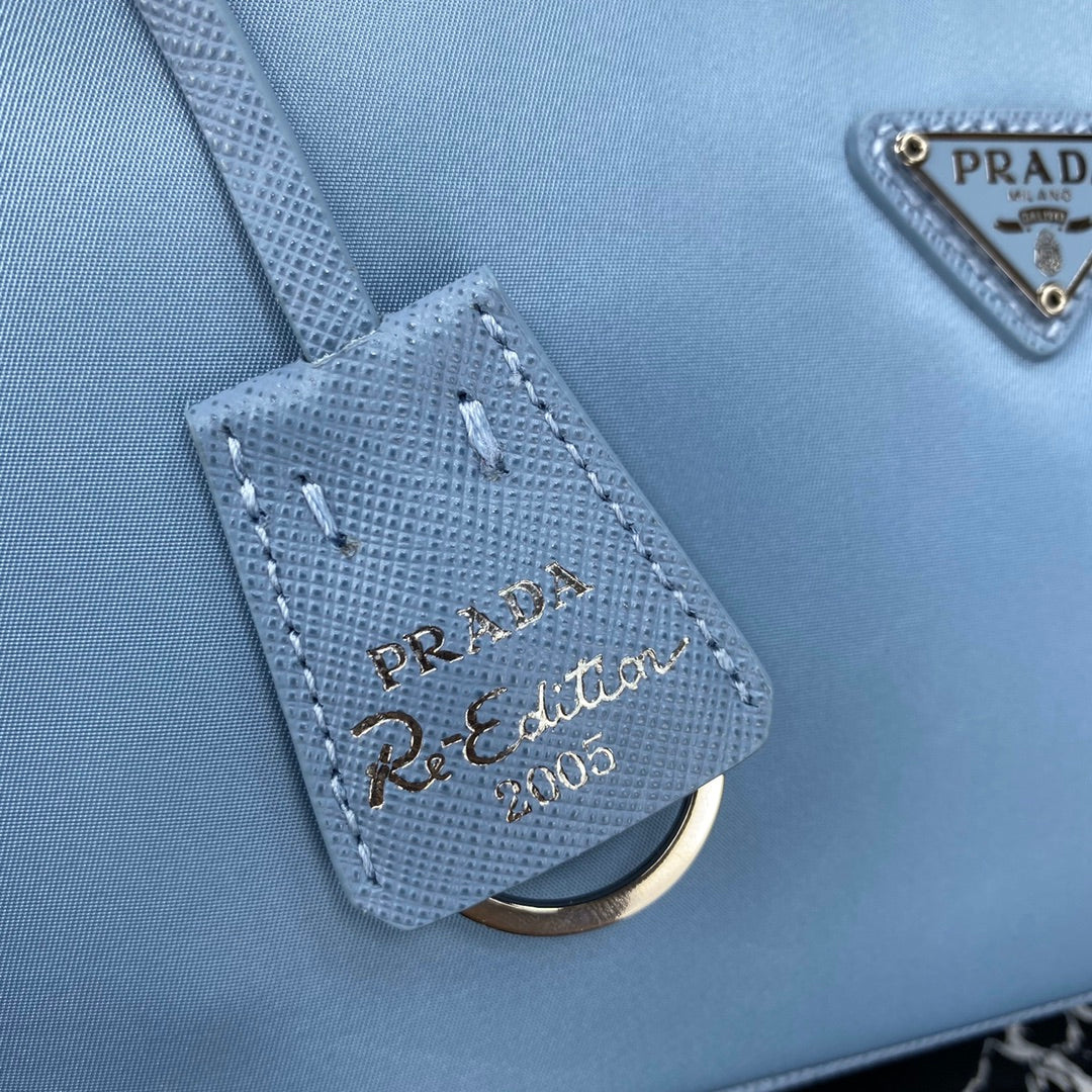 PRADA HOBO 22 BAG IN CERULEAN BLUE RE-NYLON