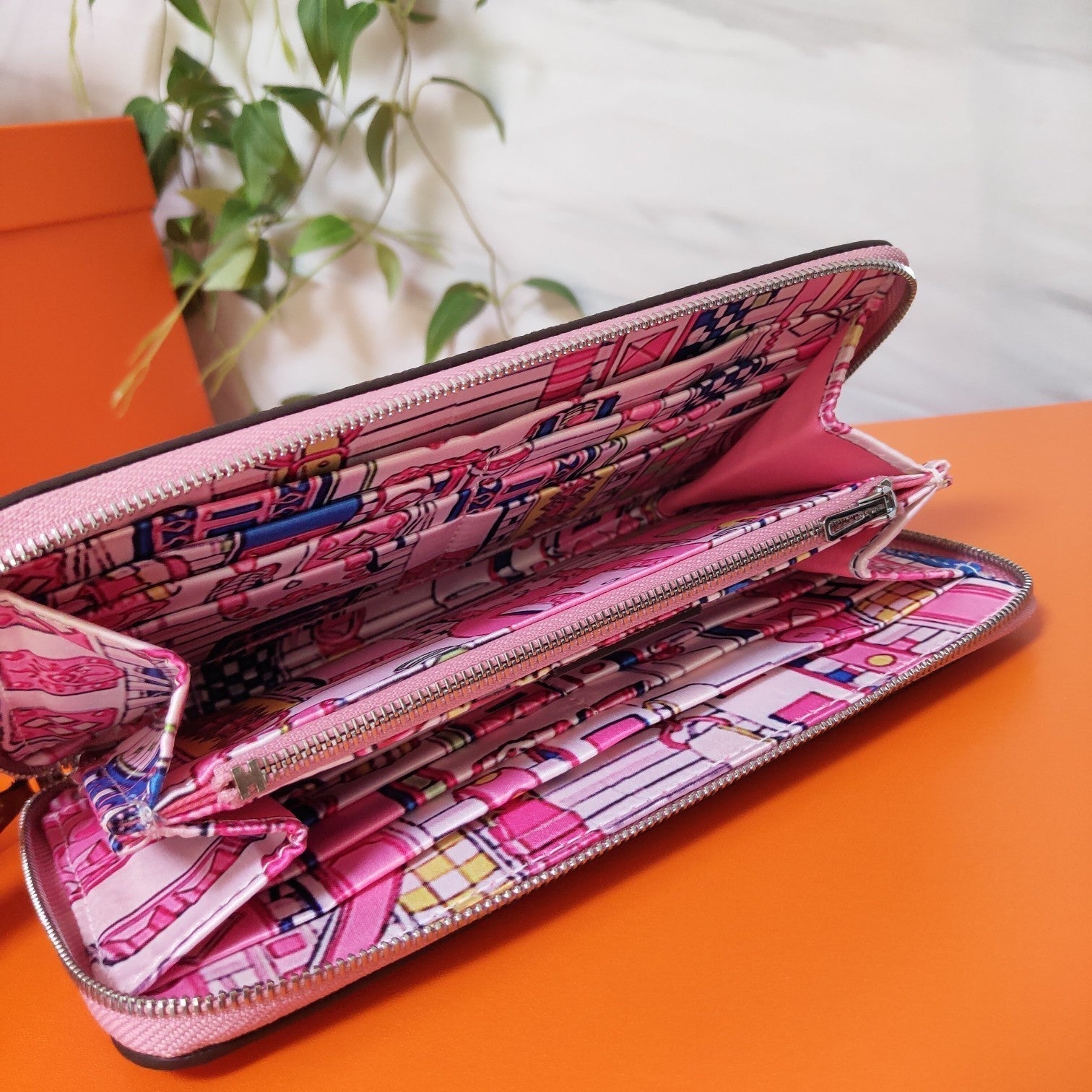 HERMES Zipper Wallet 20 Light Pink Epsom