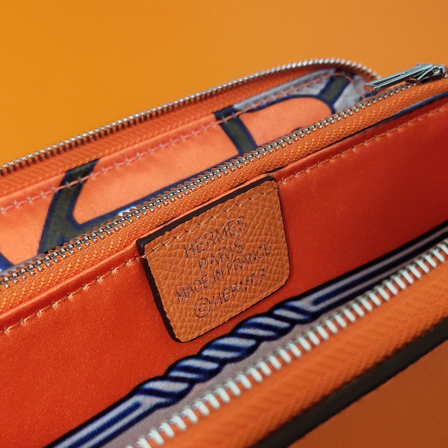 HERMES Zipper Wallet 20 Orange Epsom