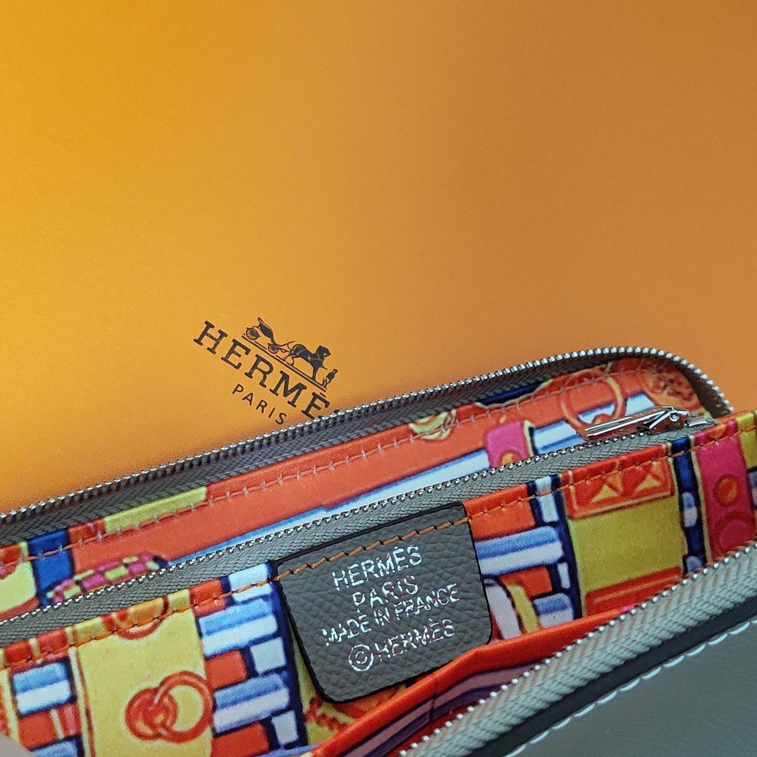 HERMES Zipper Wallet 20 Light Brown Epsom