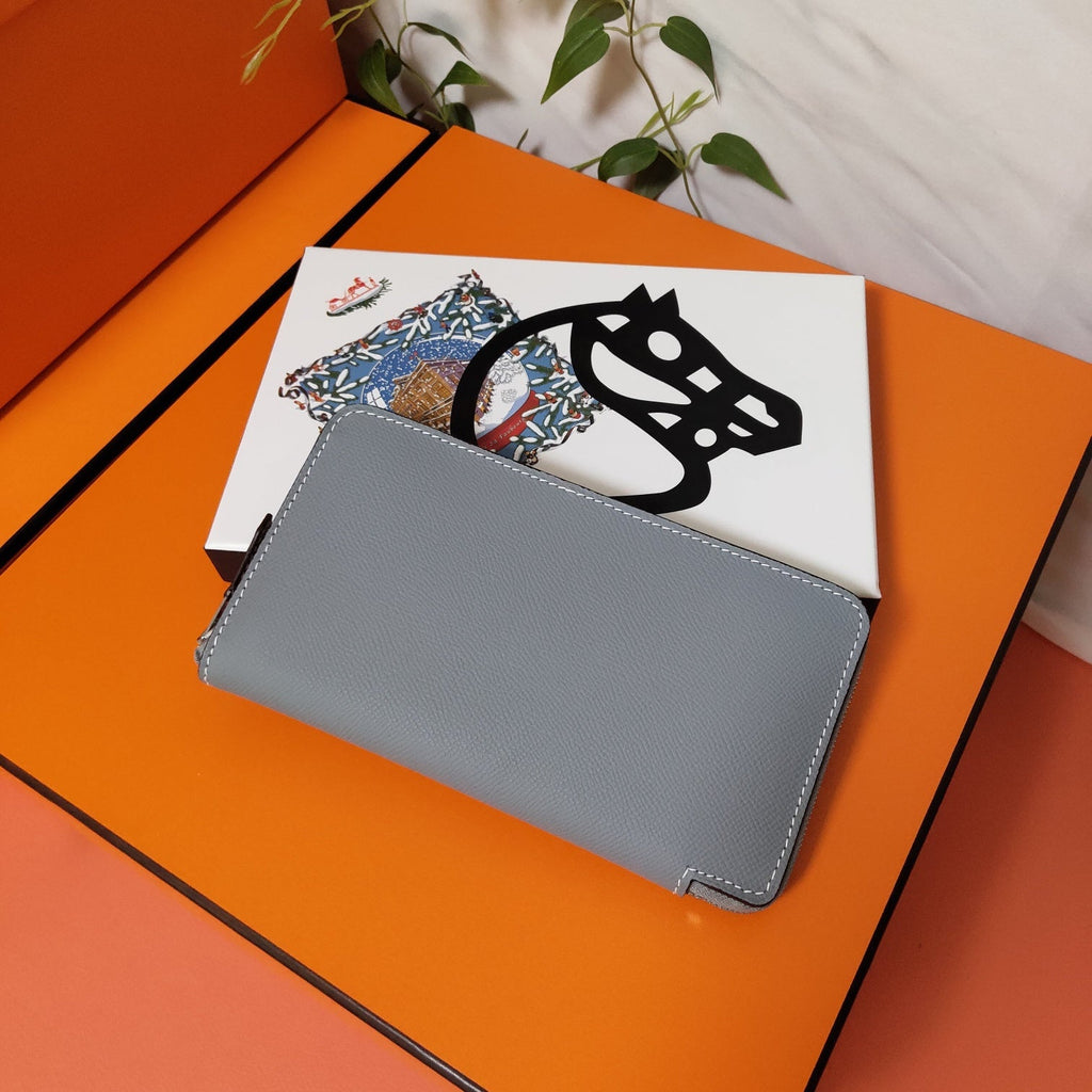 HERMES Zipper Wallet 20 Grey Epsom