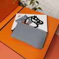 HERMES Zipper Wallet 20 Grey Epsom