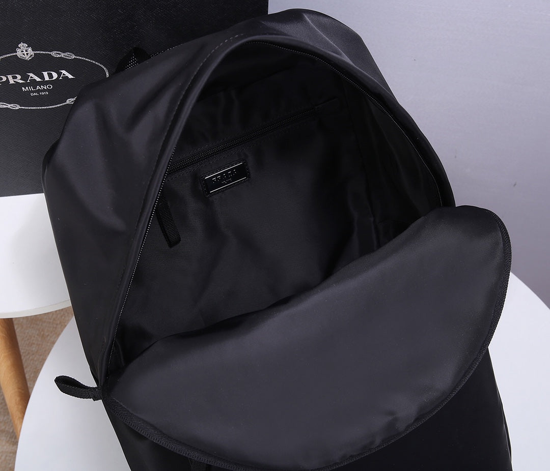 PRADA BACKPACK 39 IN BLACK RE-NYLON AND SAFFIANO LEATHER