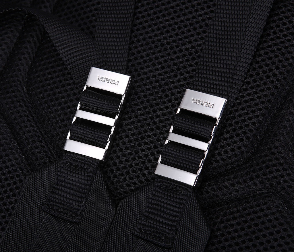 PRADA BACKPACK 39 IN BLACK RE-NYLON AND SAFFIANO LEATHER