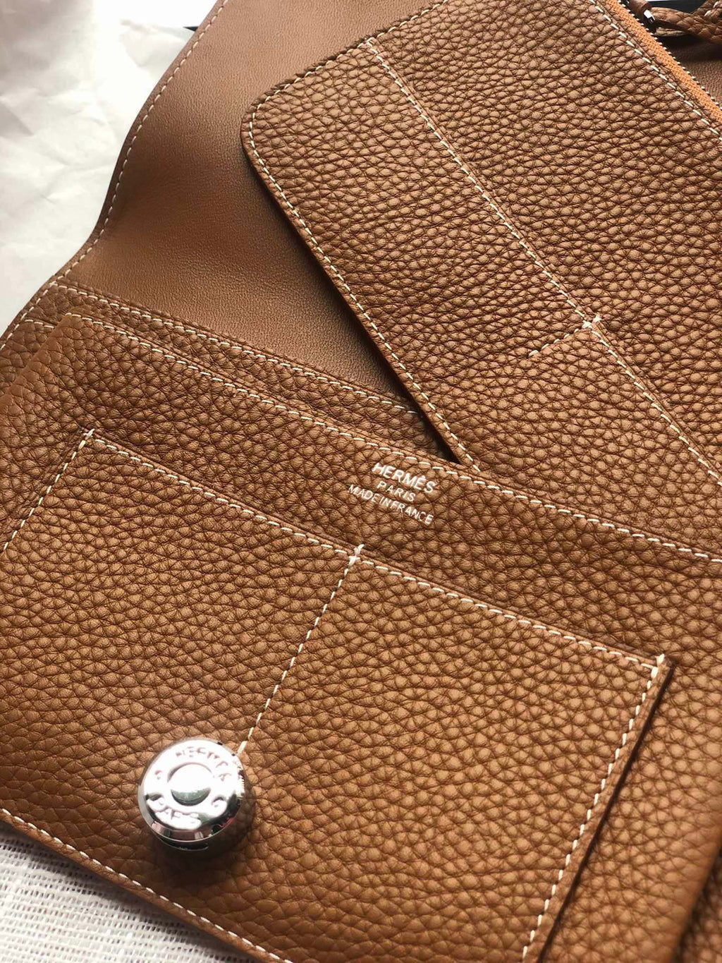 HERMES Dogon Wallet 20 Tan Togo Shw