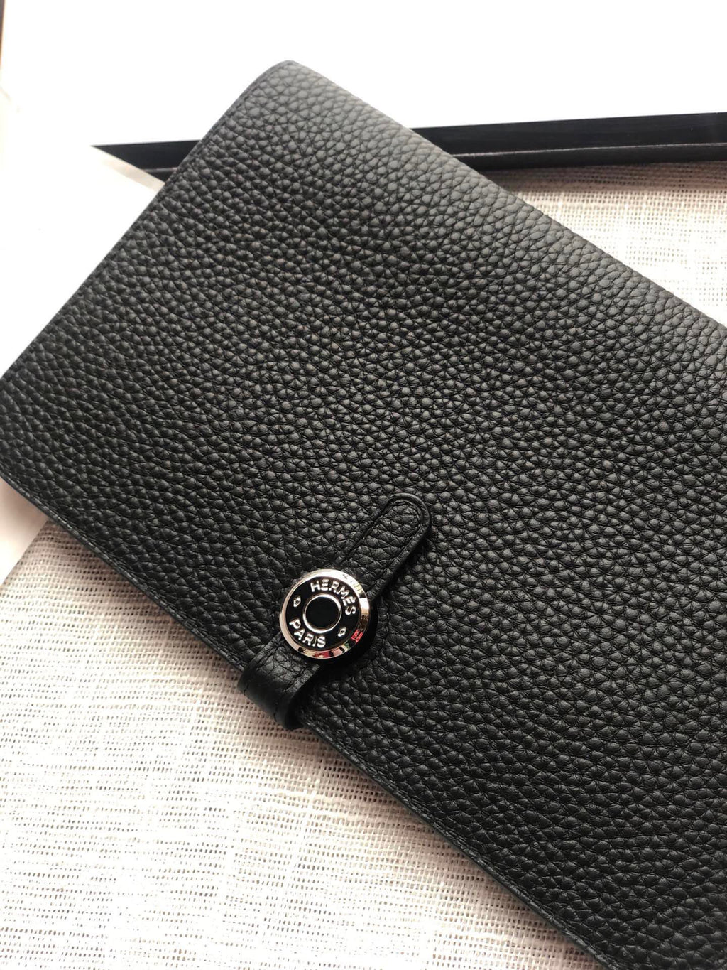 HERMES Dogon Wallet 20 Black Togo Shw