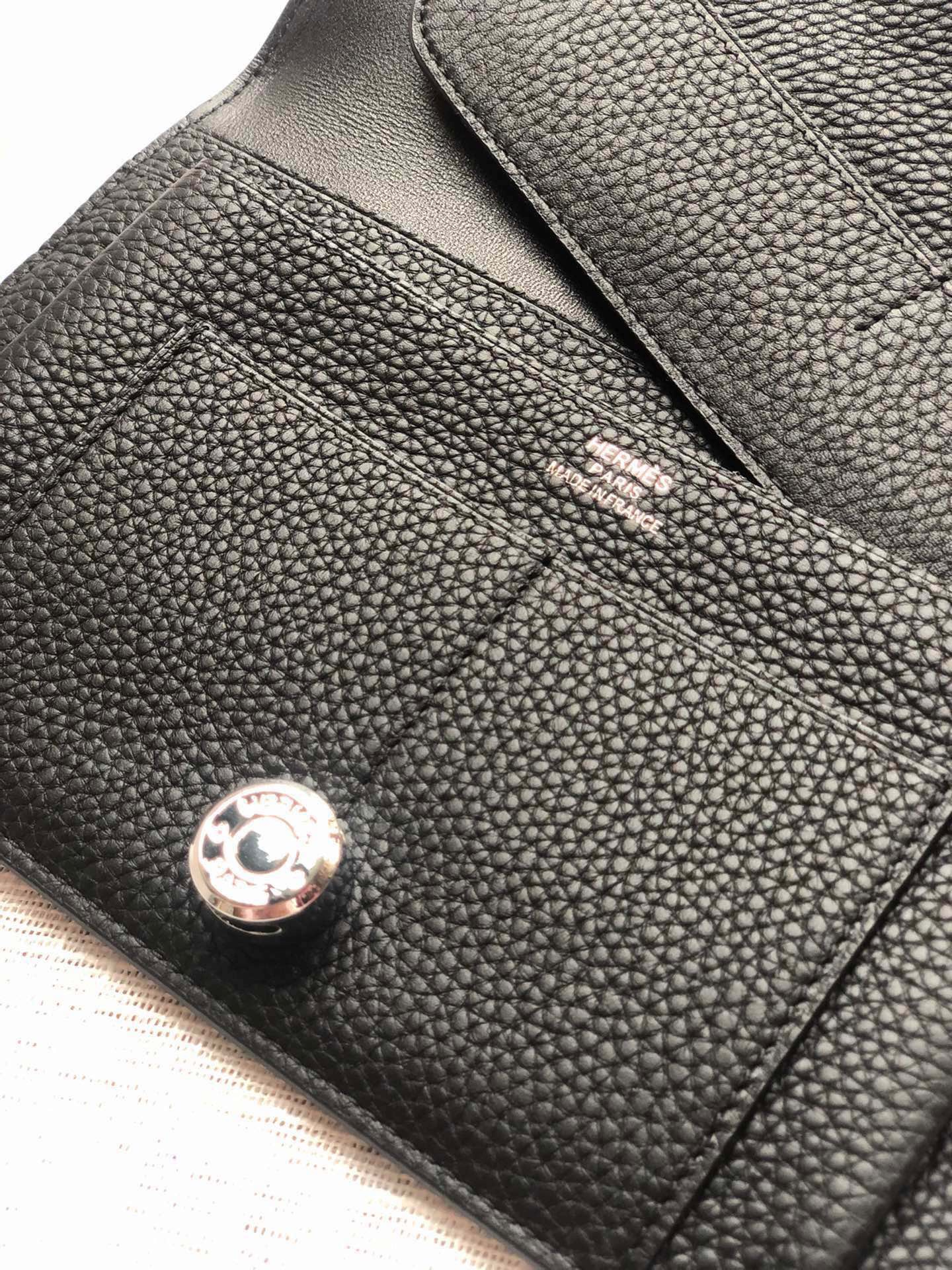 HERMES Dogon Wallet 20 Black Togo Shw