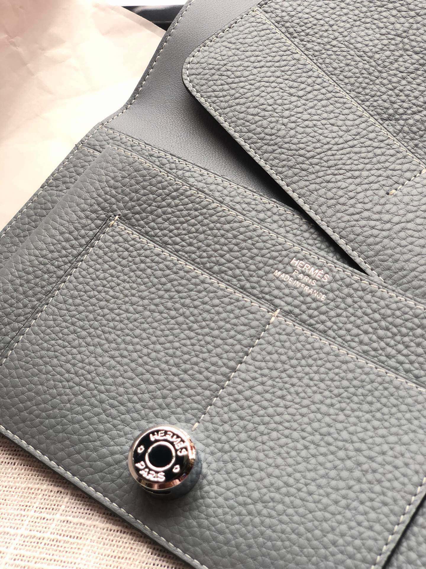 HERMES Dogon Wallet 20 Navy Blue Togo Shw