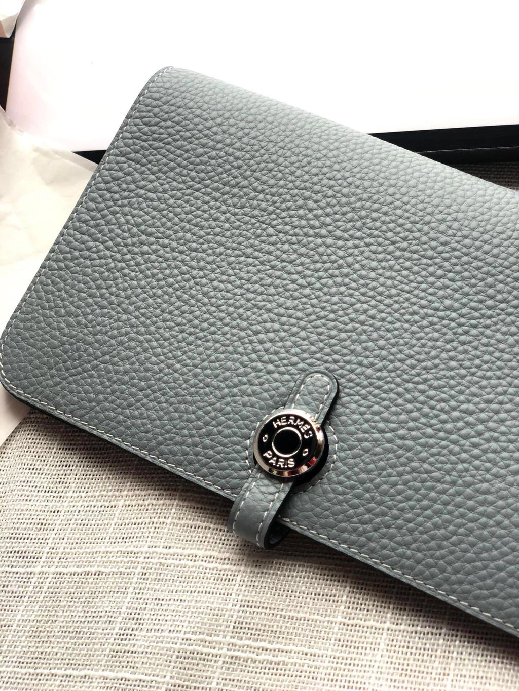 HERMES Dogon Wallet 20 Navy Blue Togo Shw