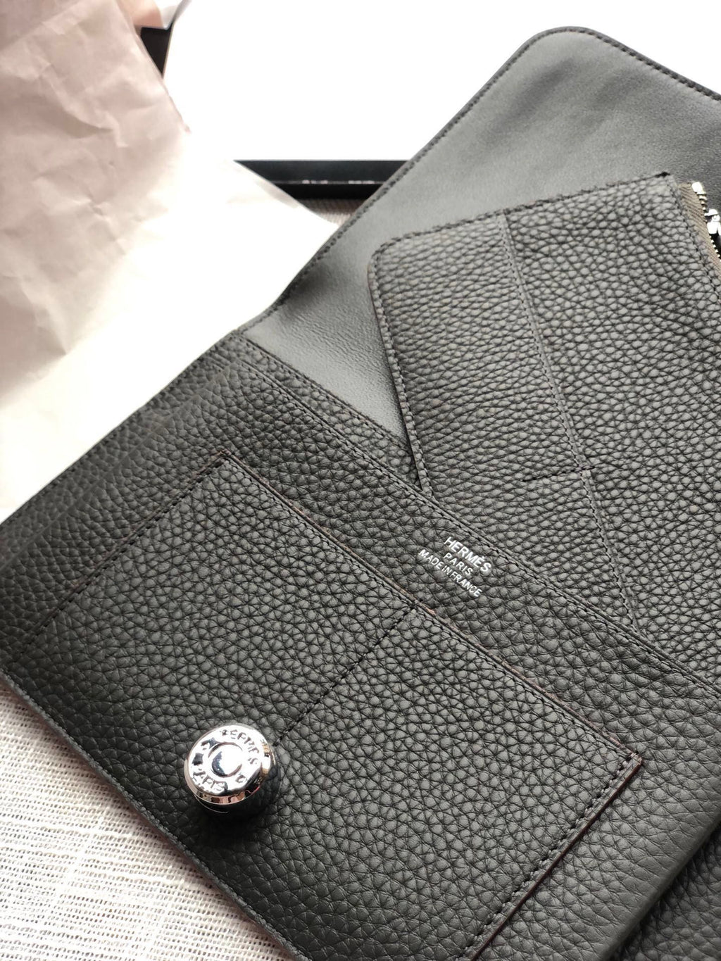 HERMES Dogon Wallet 20 Dark Brown Togo Shw