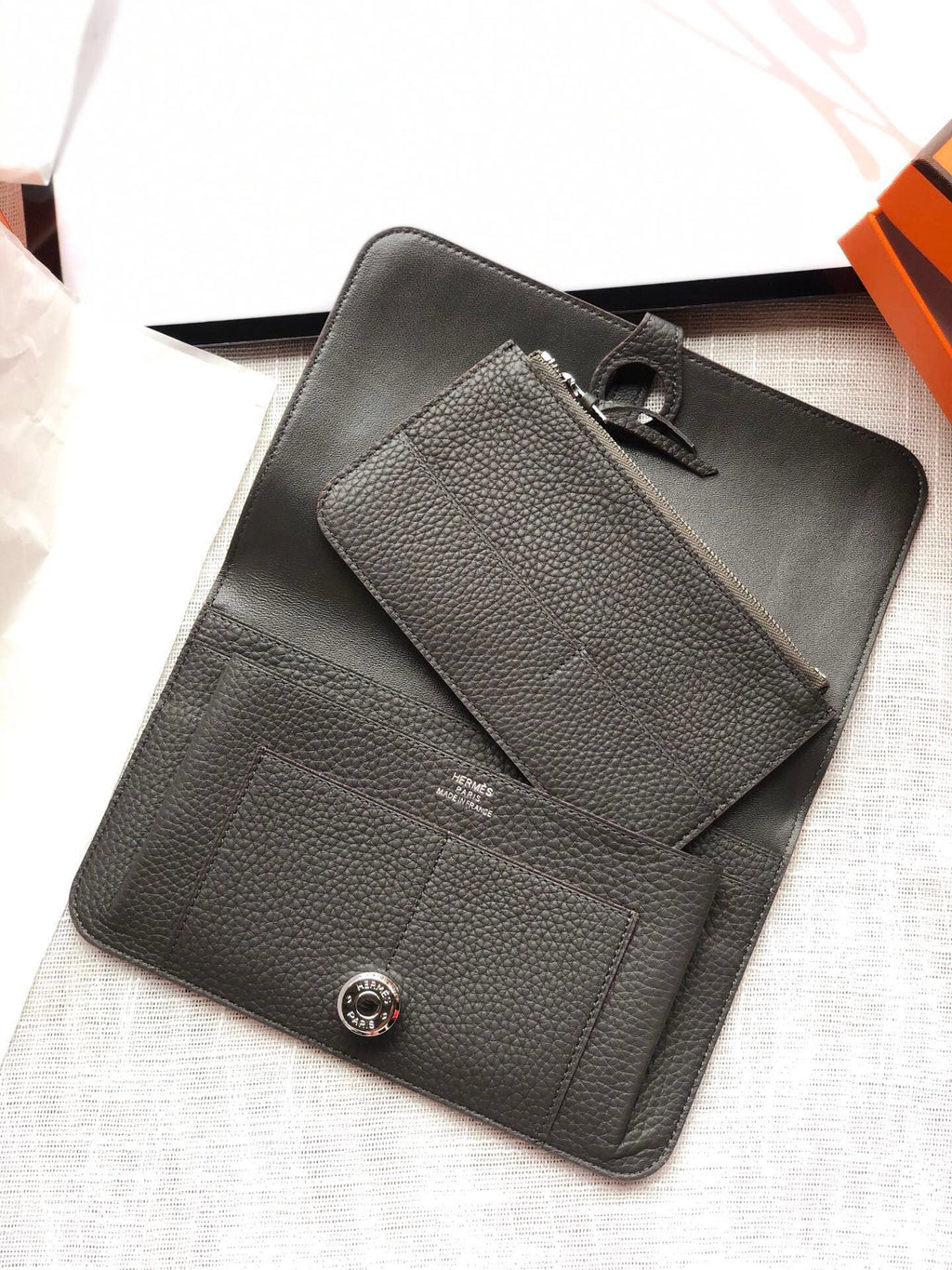 HERMES Dogon Wallet 20 Dark Brown Togo Shw