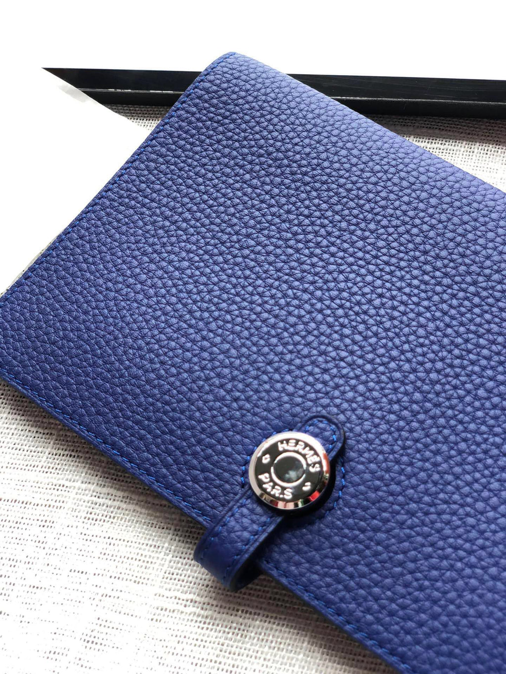 HERMES DOGON WALLET 20 AZURE CALFSKIN