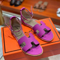 HERMES SANTORINI SANDAL RED VIOLET CALFSKIN