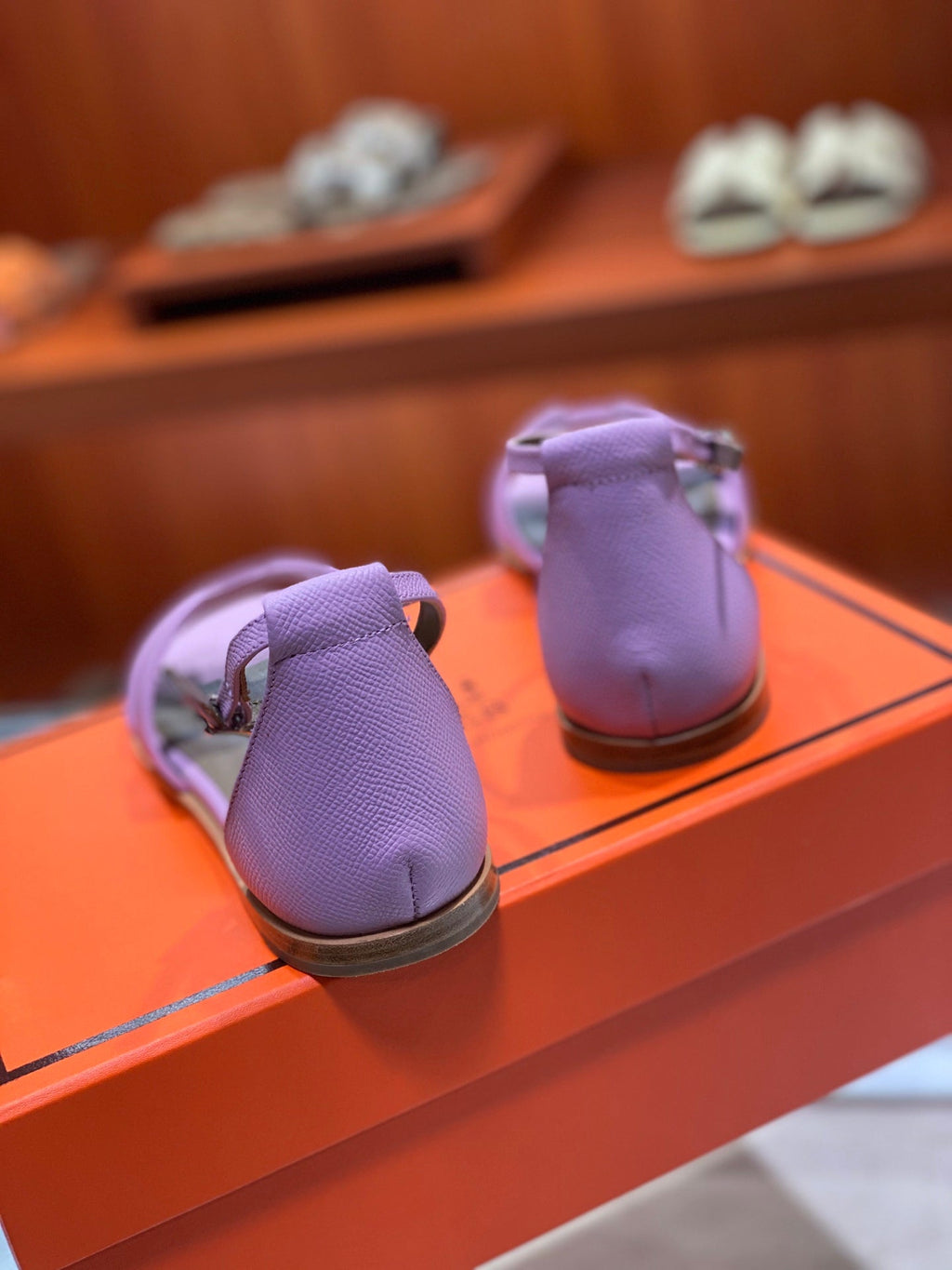 HERMES SANTORINI SANDAL LAVENDER CALFSKIN
