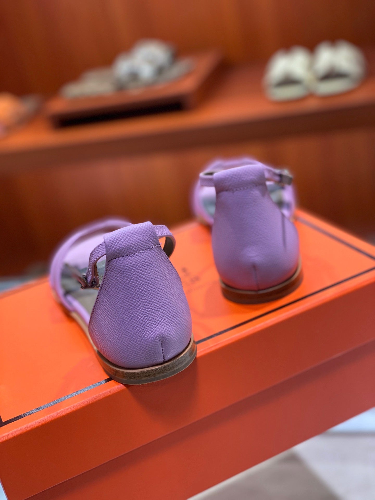 HERMES SANTORINI SANDAL LAVENDER CALFSKIN