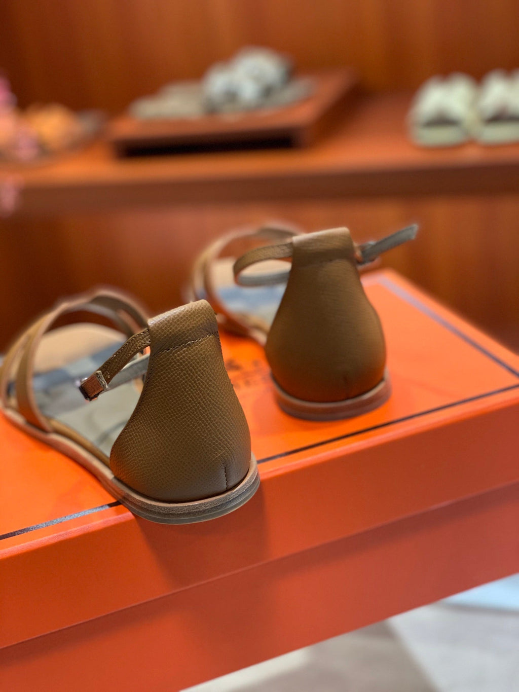 HERMES SANTORINI SANDAL COPPER CALFSKIN