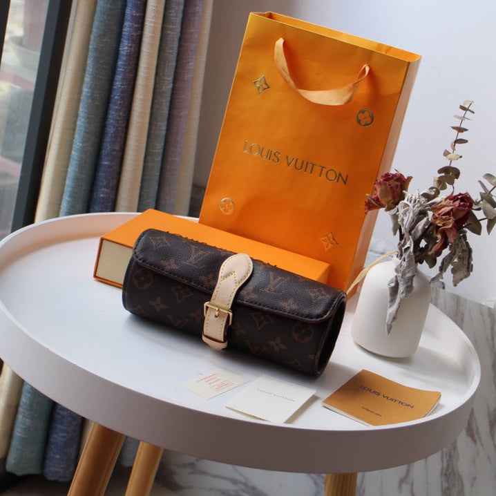 LOUIS VUITTON LV 25S ASTUCCIO PER 3 OROLOGI 20 IN BROWN MONOGRAM CALFSKIN