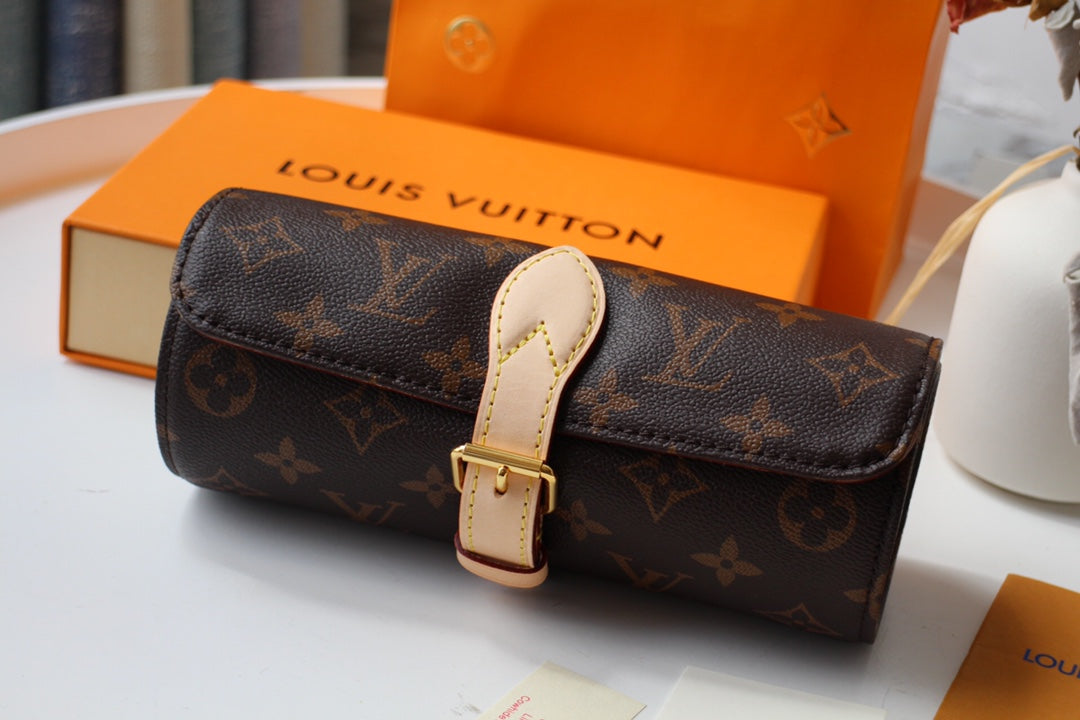 LOUIS VUITTON LV 25S ASTUCCIO PER 3 OROLOGI 20 IN BROWN MONOGRAM CALFSKIN